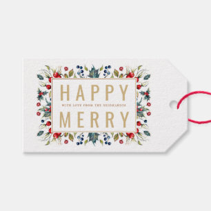 Happy Merry Personalized Holiday Gift Labels Cadeaulabel