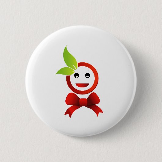 Happy met groene bladeren ronde button 5,7 cm (Voorkant)