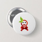 Happy met groene bladeren ronde button 5,7 cm (Voorkant /achterkant)