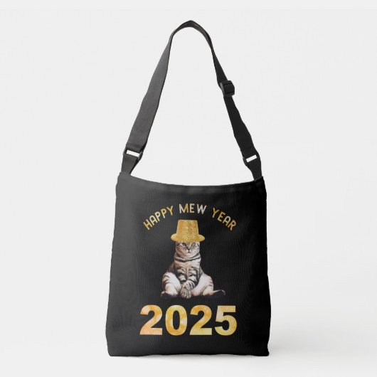 Happy Mew Jaar 2025 Crossbody Tas (Voorkant)