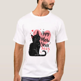 Happy Mew Jaar 2025 Funny Cat New Years T-shirt
