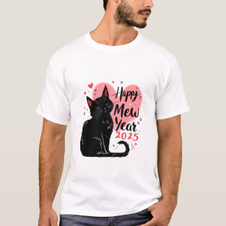 Happy Mew Jaar 2025 Funny Cat New Years T-shirt