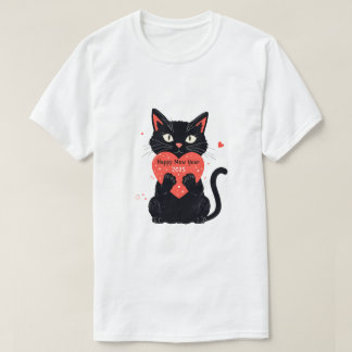 Happy mew jaar 2025 grappig kat nieuw jaar t-shirt