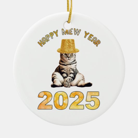 Happy Mew Jaar 2025 Keramisch Ornament (Voorkant)