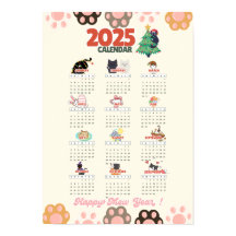 Happy Mew Jaar 2025 muurkalender voor kattenliefhe