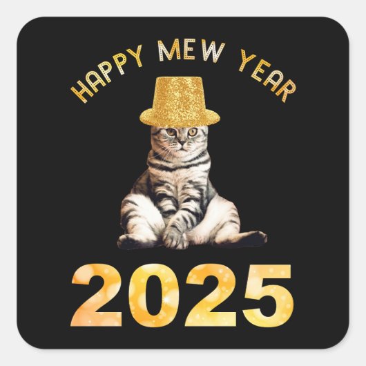 Happy Mew Jaar 2025 Vierkante Sticker (Voorkant)