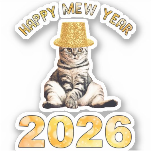 Happy Mew Jaar 2026 Sticker (Voorkant)