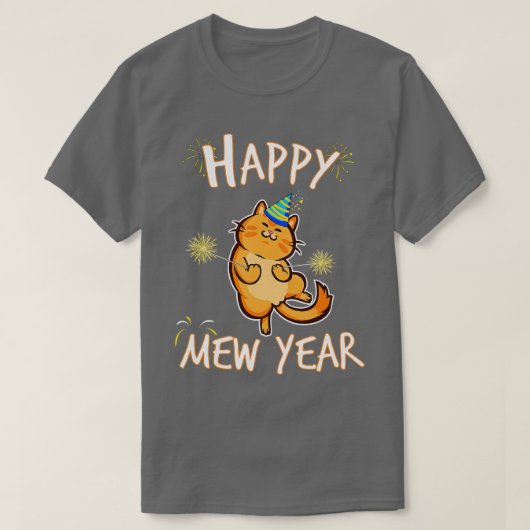 Happy Mew Year 2021 Funny Cat New Years Eve Party T-shirt (Design voorkant)