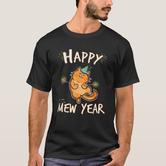 Happy Mew Year 2021 Funny Cat New Years Eve Party T-shirt (Voorkant)