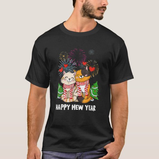 Happy Mew Year 2022 Funny Cat New Years Eve Party T-shirt (Voorkant)