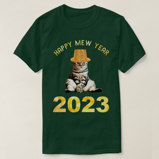 Happy Mew Year 2023 Funny Cat Lover New Year's Eve T-shirt (Design voorkant)