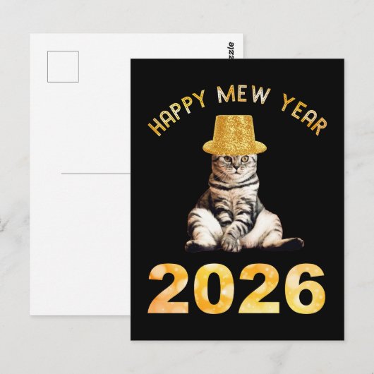 Happy Mew Year 2026 Briefkaart (Voorkant / Achterkant)