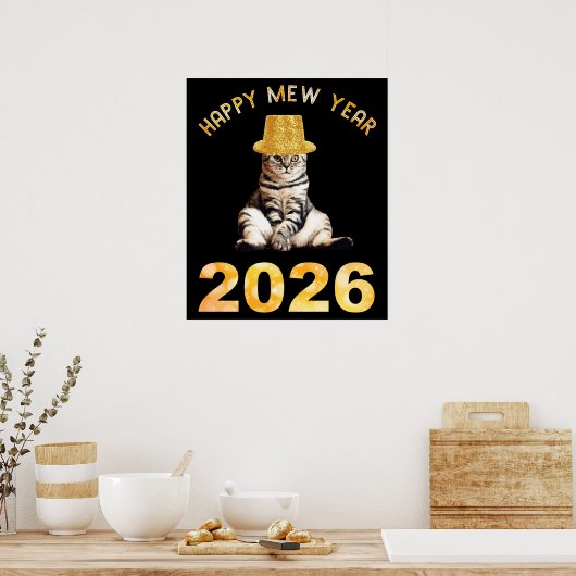 Happy Mew Year 2026 Poster (Keuken)