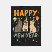 Happy Mew Year Cat Party Fleece Deken (Voorkant)