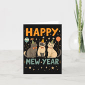 Happy Mew Year Cat Party  Kaart (Voorkant)
