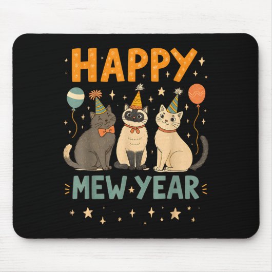 Happy Mew Year Cat Party  Muismat (Voorkant)
