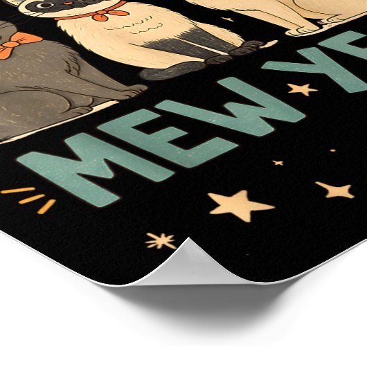 Happy Mew Year Cat Party  Poster (Hoek)
