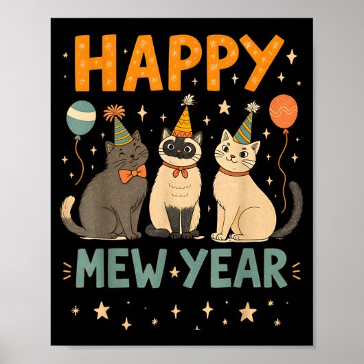 Happy Mew Year Cat Party  Poster (Voorkant)