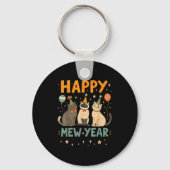 Happy Mew Year Cat Party  Sleutelhanger (Voorkant)