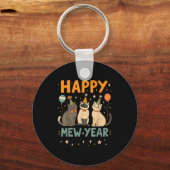 Happy Mew Year Cat Party  Sleutelhanger (Voorkant)
