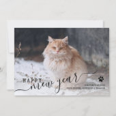 Happy Mew Year Cat Photo New Years Holiday Card Feestdagenkaart (Voorkant)