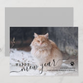 Happy Mew Year Cat Photo New Years Holiday Card Feestdagenkaart (Voorkant / Achterkant)