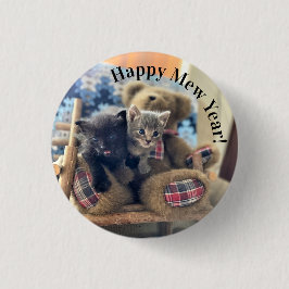 Happy Mew Year - Kat-Button Ronde Button 3,2 Cm