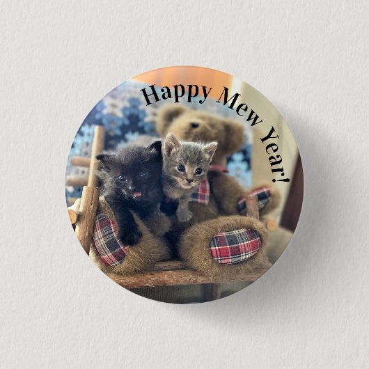 Happy Mew Year - Kat-Button Ronde Button 3,2 Cm (Voorkant)
