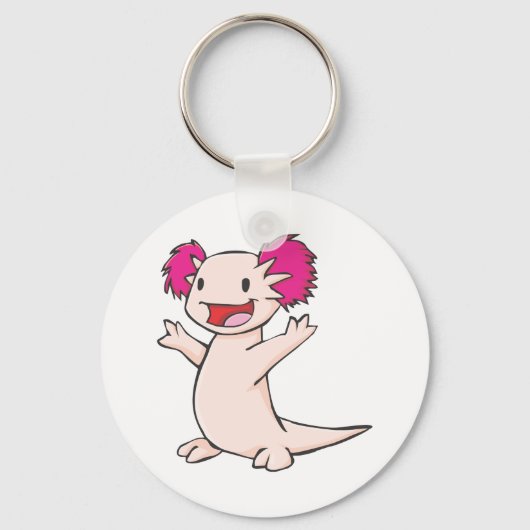 Happy Mexican Axolotl Cartoon Sleutelhanger (Voorkant)