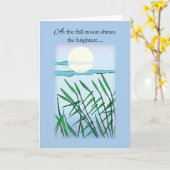 Happy Mid Autumn Festival Full Moon Light Blue Kaart (Gele Bloem)
