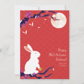 Happy Mid Autumn Festival Rabbit Moon Flat Kaart (Voorkant)