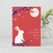 Happy Mid Autumn Festival Rabbit Moon Flat Kaart (Staand voorkant)