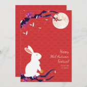 Happy Mid Autumn Festival Rabbit Moon Flat Kaart (Voorkant / Achterkant)