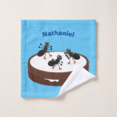 Happy miers schaatsen op koekjes cartoon bad handdoek (Wasdoekje)