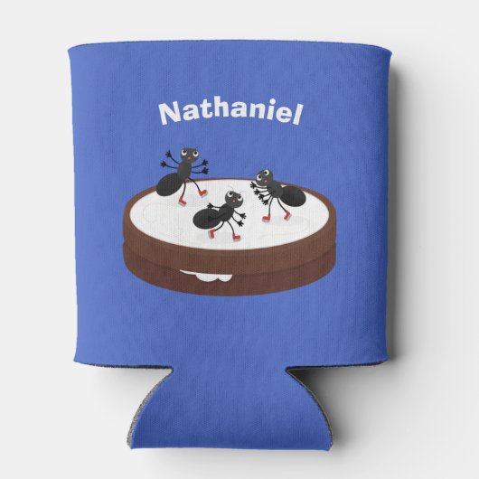 Happy miers schaatsen op koekjes cartoon blikjeskoeler (Achterkant)