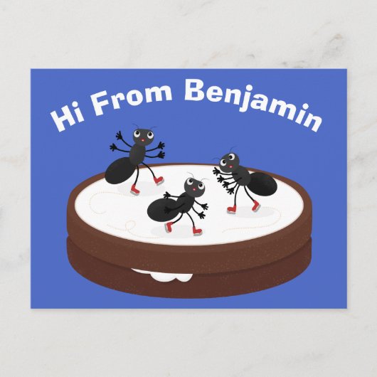 Happy miers schaatsen op koekjes cartoon briefkaart (Voorkant)