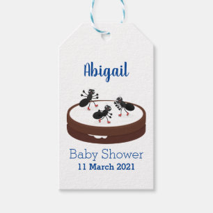 Happy miers schaatsen op koekjes cartoon cadeaulabel
