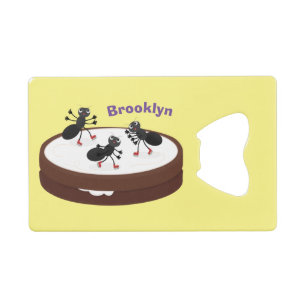 Happy miers schaatsen op koekjes cartoon creditkaart flessenopener