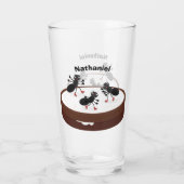 Happy miers schaatsen op koekjes cartoon glas (Achterkant)