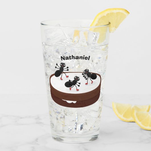 Happy miers schaatsen op koekjes cartoon glas (Achterkant ijs)