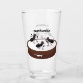 Happy miers schaatsen op koekjes cartoon glas (Voorkant)