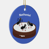 Happy miers schaatsen op koekjes cartoon keramisch ornament (Rechts)