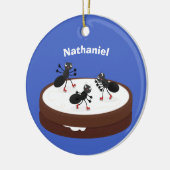 Happy miers schaatsen op koekjes cartoon keramisch ornament (Links)