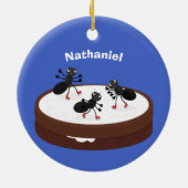 Happy miers schaatsen op koekjes cartoon keramisch ornament (Achterkant)