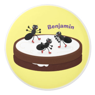 Happy miers schaatsen op koekjes cartoon keramische knop