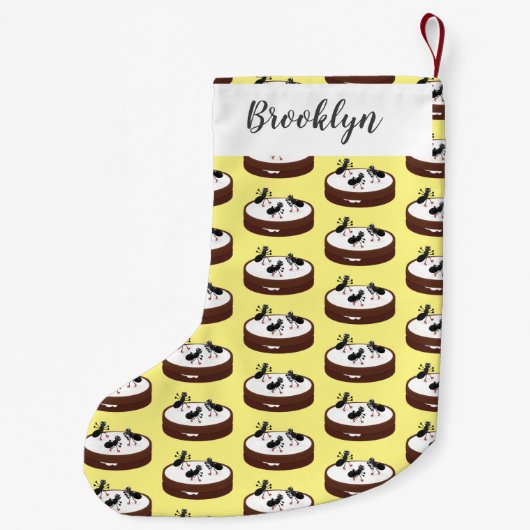 Happy miers schaatsen op koekjes cartoon kleine kerstsok (Achterkant)