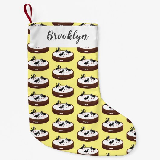 Happy miers schaatsen op koekjes cartoon kleine kerstsok (Voorkant)