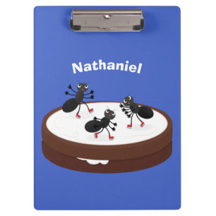 Happy miers schaatsen op koekjes cartoon klembord