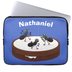 Happy miers schaatsen op koekjes cartoon laptop sleeve