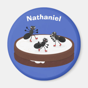 Happy miers schaatsen op koekjes cartoon magneet